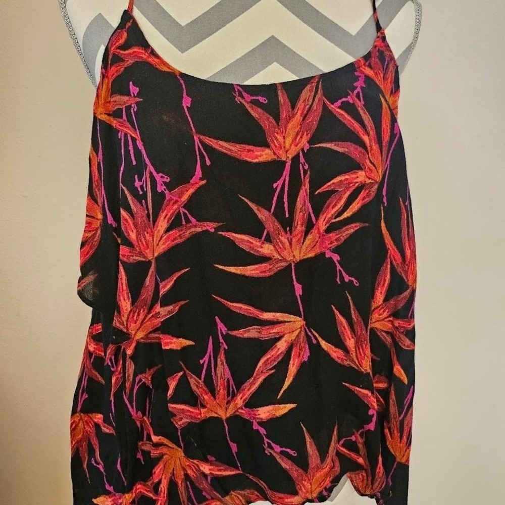 Free People Intimately Floral Cami Top M Black Pink Boho Y2K Coquette Flowy